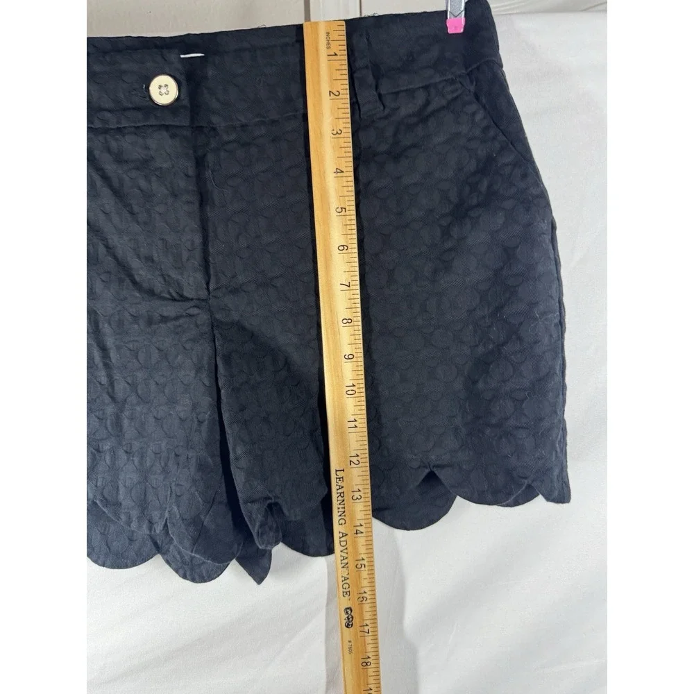 Crown & Ivy Black Scalloped Eyelet Shorts | Preppy Summer Tailored Shorts Sz 8 - Picture 5 of 7